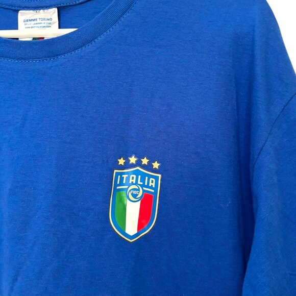 NWT Italia Italy Soccer Tee Size XL Bright Blue Flag Short Sleeves Crewneck - Picture 2 of 5